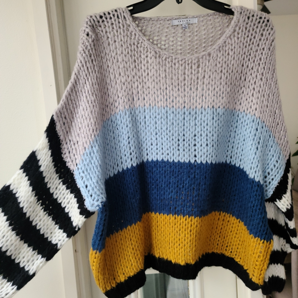 FAVLUX Multicolor Striped Crew Neck Sweater